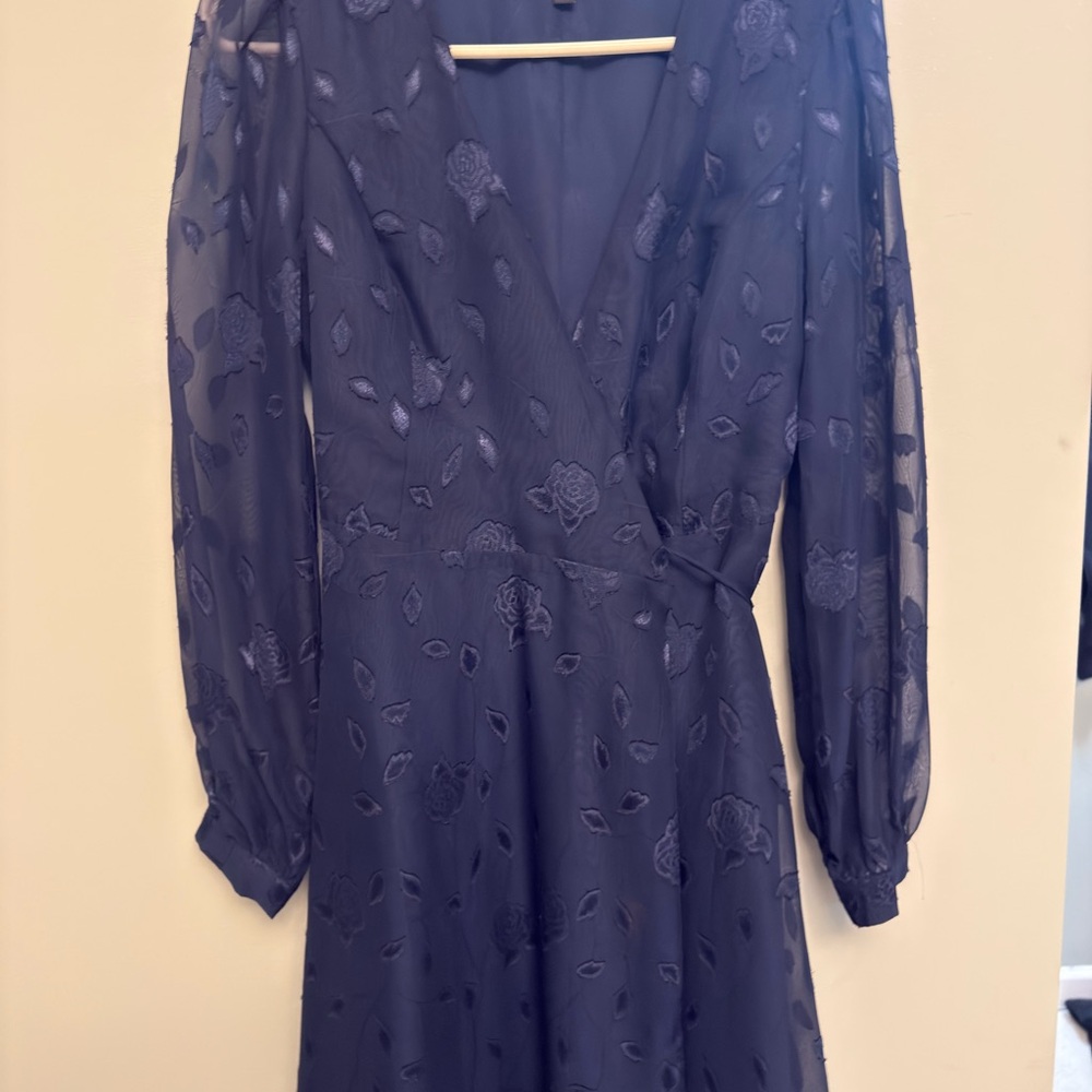 Classic Navy Floral Wrap Dress